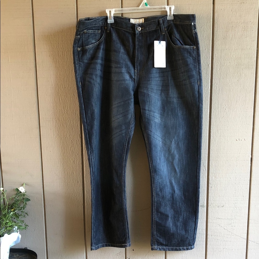 Straight Fit Men's Jeans in Dark Wash Blue - Timeless Casual Staple New With Tag